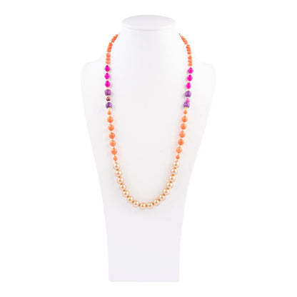 Bordeaux Orange Coral Golden Long Necklace - Barse Jewelry