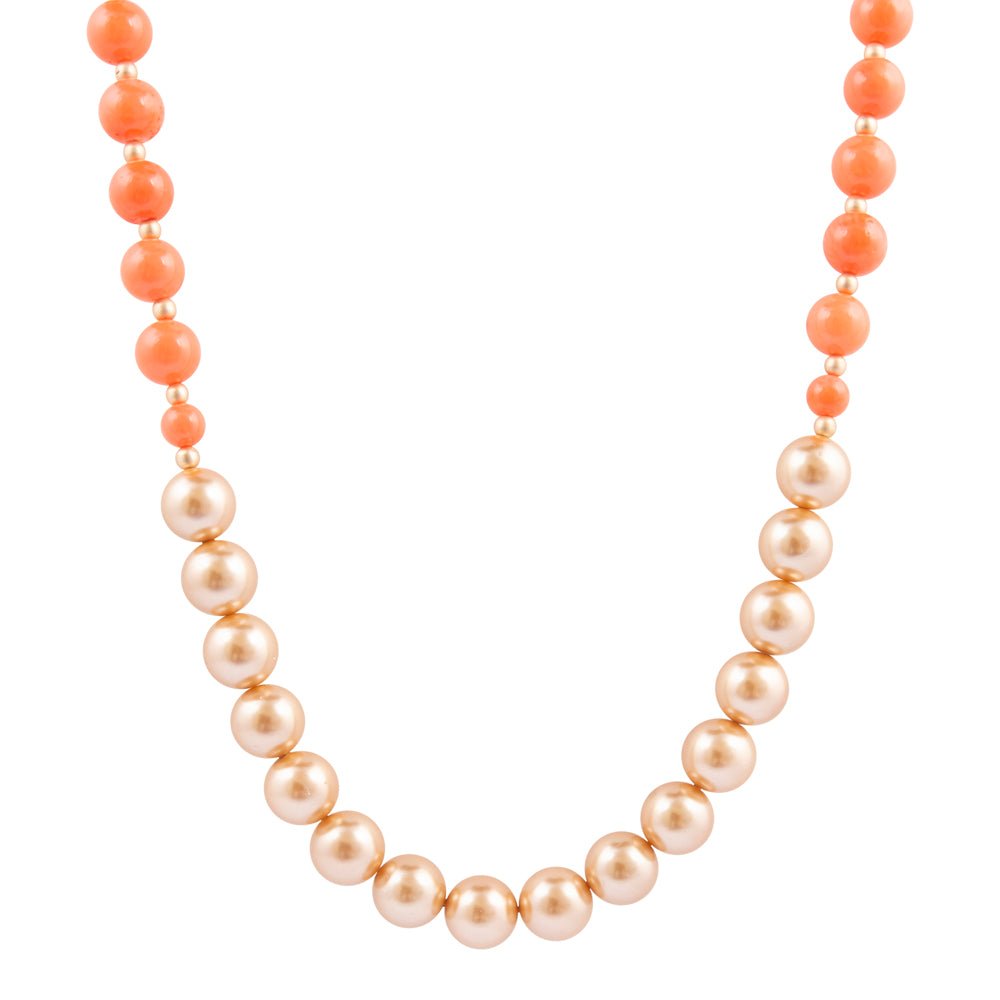 Bordeaux Orange Coral Golden Long Necklace - Barse Jewelry