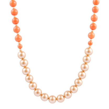 Bordeaux Orange Coral Golden Long Necklace - Barse Jewelry