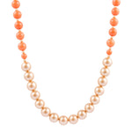 Bordeaux Orange Coral Golden Long Necklace - Barse Jewelry