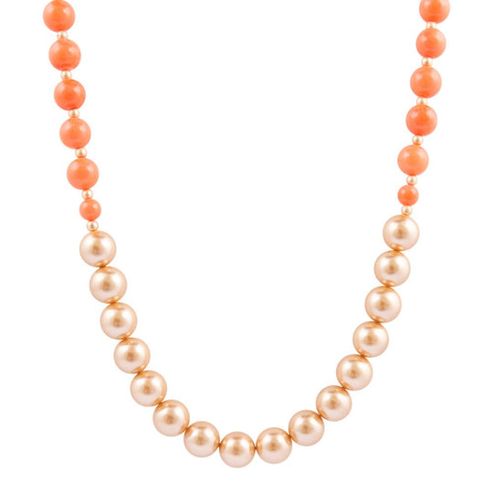 Bordeaux Orange Coral Golden Long Necklace