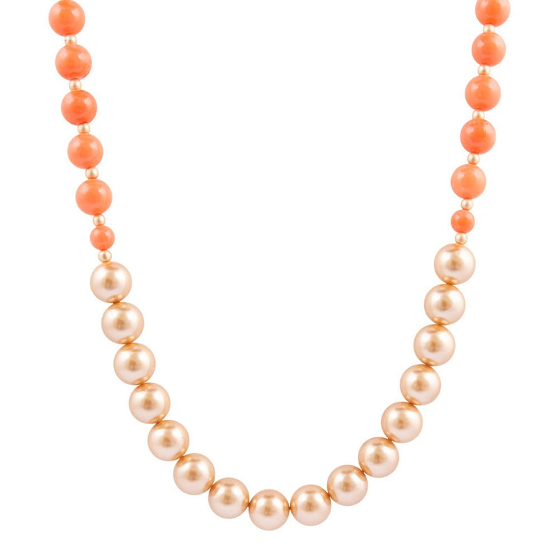 Bordeaux Orange Coral Golden Long Necklace - Barse Jewelry