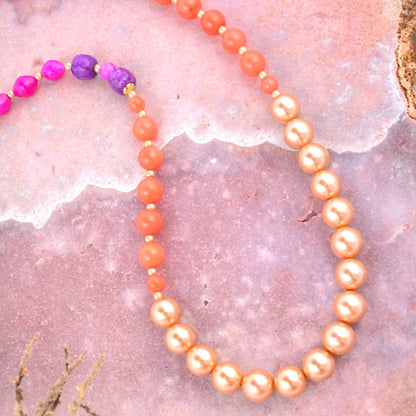 Bordeaux Orange Coral Golden Long Necklace - Barse Jewelry