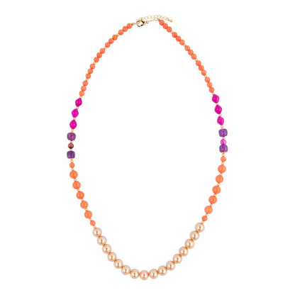 Bordeaux Orange Coral Golden Long Necklace - Barse Jewelry