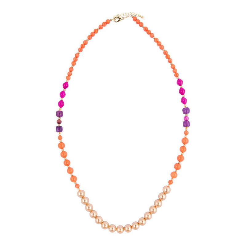 Bordeaux Orange Coral Golden Long Necklace - Barse Jewelry