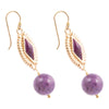 Bordeaux Purple Agate Golden Drop Earrings - Barse Jewelry
