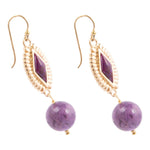 Bordeaux Purple Agate Golden Drop Earrings - Barse Jewelry