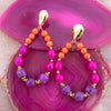 Bordeaux Purple Agate Golden Shell Drop Earrings - Barse Jewelry