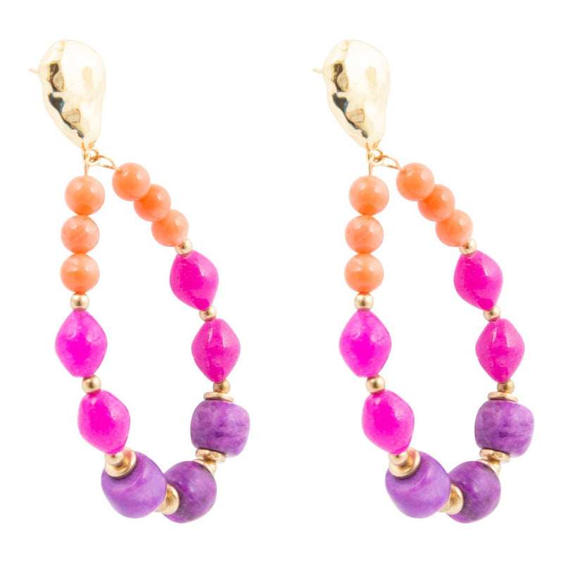 Bordeaux Purple Agate Golden Shell Drop Earrings - Barse Jewelry