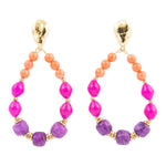 Bordeaux Purple Agate Golden Shell Drop Earrings - Barse Jewelry