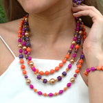 Bordeaux Purple Agate Golden Statement Necklace - Barse Jewelry