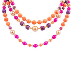Bordeaux Purple Agate Golden Statement Necklace - Barse Jewelry