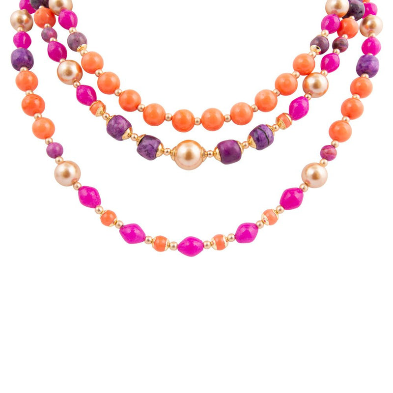 Bordeaux Purple Agate Golden Statement Necklace - Barse Jewelry