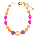 Bordeaux Purple Jade Golden Chunky Bracelet - Barse Jewelry