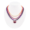 Bordeaux Purple Turquoise and Orange Jade Golden Pendant Necklace - Barse Jewelry