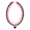 Bordeaux Purple Turquoise and Orange Jade Golden Pendant Necklace - Barse Jewelry