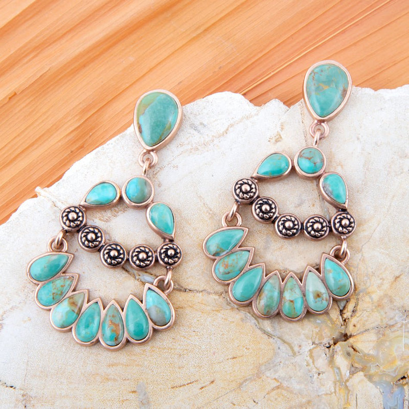 Botanical Green Turquoise Statement Earrings - Barse Jewelry