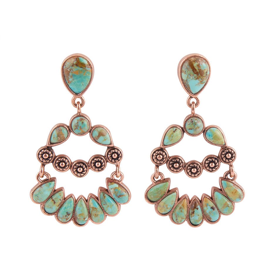 Botanical Green Turquoise Statement Earrings - Barse Jewelry