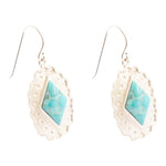 Bronco Blue Turquoise Sterling Silver Concho Drop Earrings - Barse Jewelry