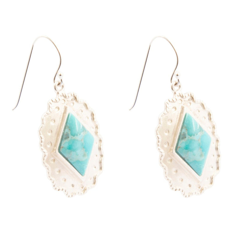 Bronco Blue Turquoise Sterling Silver Concho Drop Earrings - Barse Jewelry
