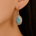 Bronco Blue Turquoise Sterling Silver Concho Drop Earrings - Barse Jewelry