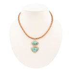 Bronco Blue Turquoise Sterling Silver Concho Pendant Leather Necklace - Barse Jewelry