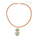 Bronco Blue Turquoise Sterling Silver Concho Pendant Leather Necklace - Barse Jewelry
