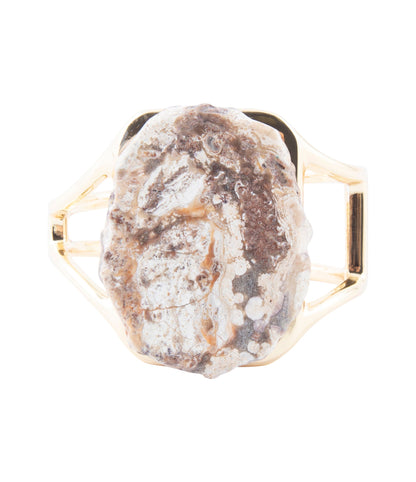Brown Ocean Jasper Slab Golden Cuff Bracelet - Barse Jewelry