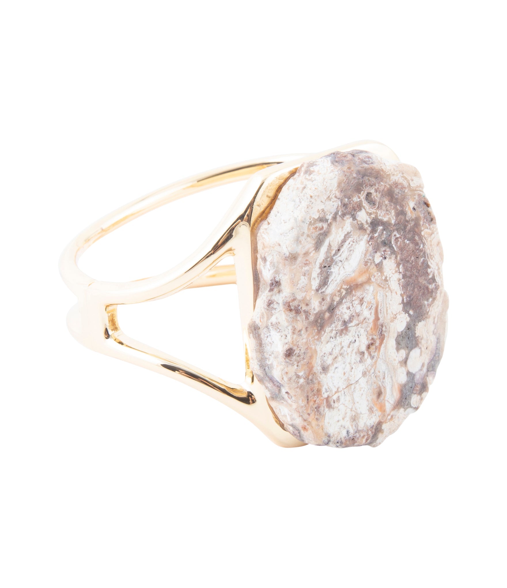 Brown Ocean Jasper Slab Golden Cuff Bracelet - Barse Jewelry