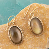 Brown Smoky Quartz Shimmer Golden Drop Earrings - Barse Jewelry
