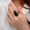Brown Smoky Quartz Shimmer Golden Statement Ring - Barse Jewelry