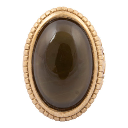 Brown Smoky Quartz Shimmer Golden Statement Ring - Barse Jewelry