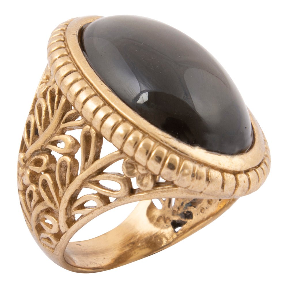 #Brown Smoky Quartz Shimmer Golden Statement Ring