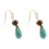Brown Smoky Tiger's Eye and Turquoise Double Drop Earrings - Barse Jewelry