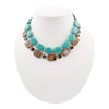 Brown Tiger's Eye and Blue Turquoise Golden Statement Necklace - Barse Jewelry