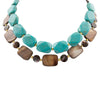 Brown Tiger's Eye and Blue Turquoise Golden Statement Necklace - Barse Jewelry