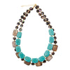 Brown Tiger's Eye and Blue Turquoise Golden Statement Necklace - Barse Jewelry