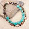 Brown Tiger's Eye and Blue Turquoise Golden Statement Necklace - Barse Jewelry