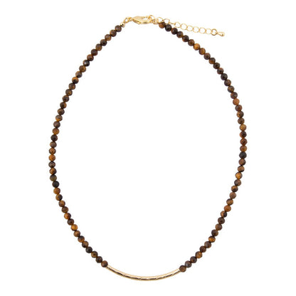 Brown Tiger's Eye Golden Bar Necklace - Barse Jewelry