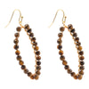 Brown Tiger's Eye Tear Drop Golden Loop Earrings - Barse Jewelry