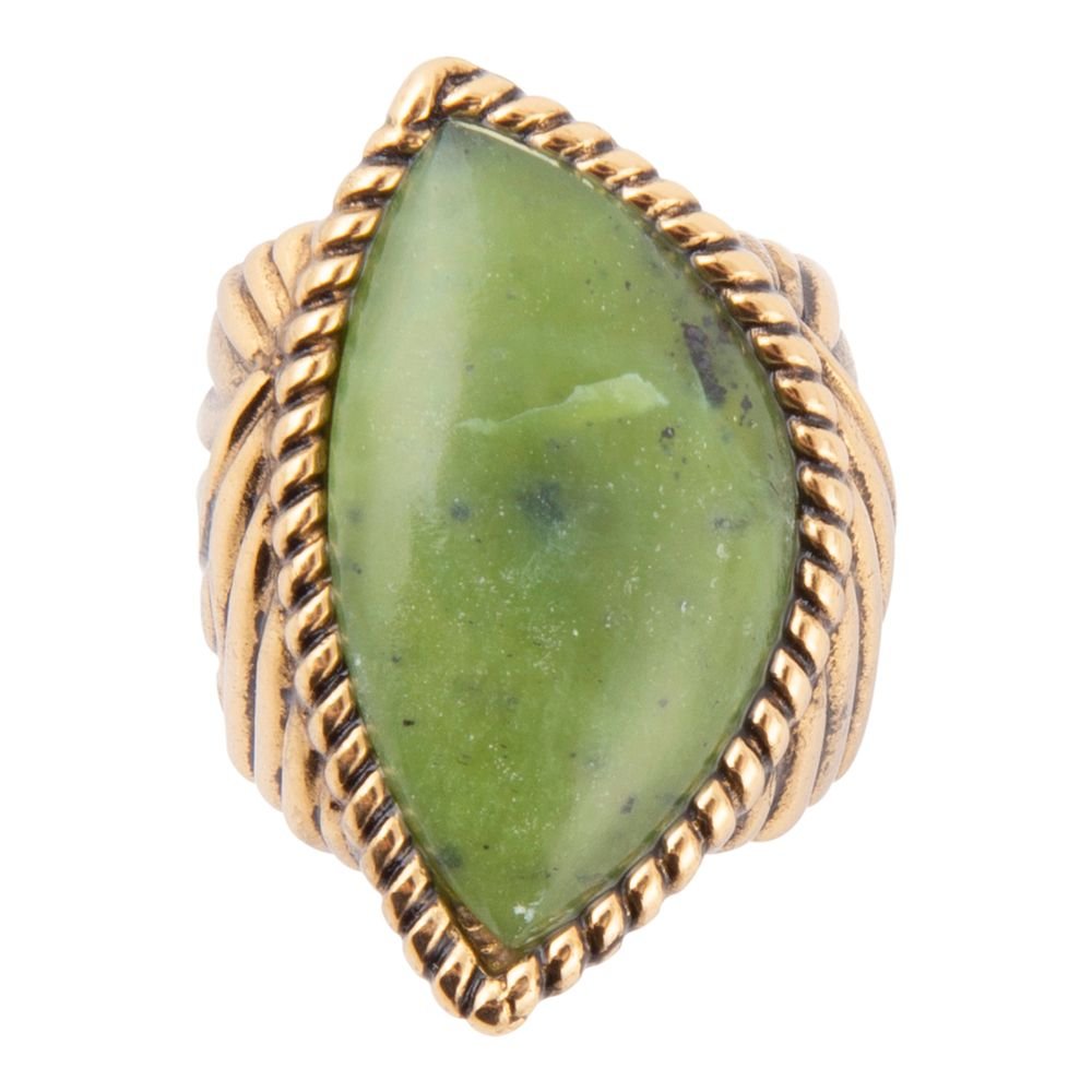 Canadian Green Jade Golden Statement Ring - Barse Jewelry