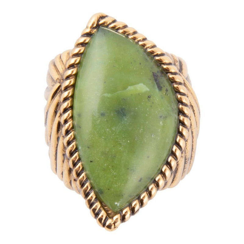 Canadian Green Jade Golden Statement Ring - Barse Jewelry