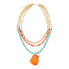 Canyon Blue Magnesite and Orange Jasper Golden Statement Necklace - Barse Jewelry