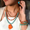 Canyon Blue Magnesite and Orange Jasper Golden Statement Necklace - Barse Jewelry