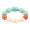 Canyon Blue Magnesite and Red Coral Golden Chunky Stretch Bracelet - Barse Jewelry