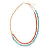 Canyon Blue Turquoise and Orange Carnelian Long Golden Necklace - Barse Jewelry