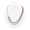 Canyon Blue Turquoise and Orange Carnelian Long Golden Necklace - Barse Jewelry