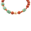 Canyon Blue Turquoise and Orange Coral Golden Chunky Necklace - Barse Jewelry