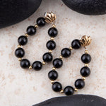 Carly Black Onyx Complete Loop Golden Post Earrings - Barse Jewelry
