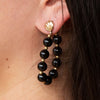 Carly Black Onyx Complete Loop Golden Post Earrings - Barse Jewelry